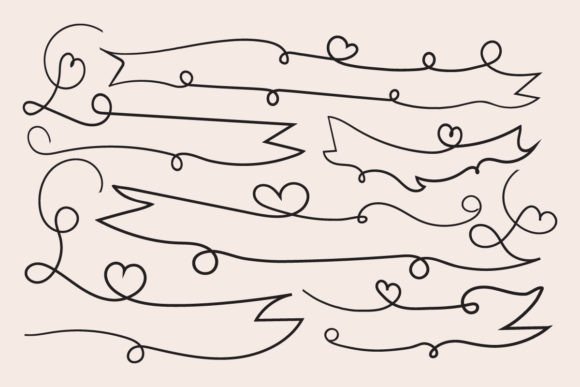A Designer's Take on Valentine Hearts Ribbon Graphics