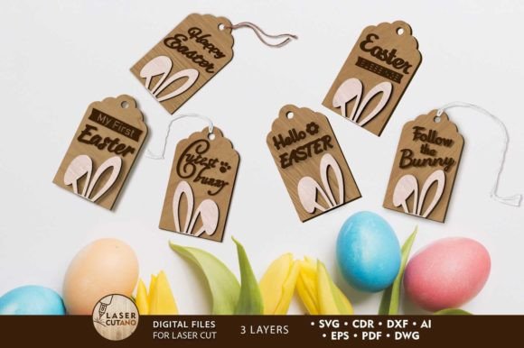 Easter Decorative Tags Set: Laser Cutting & Spring Amp
