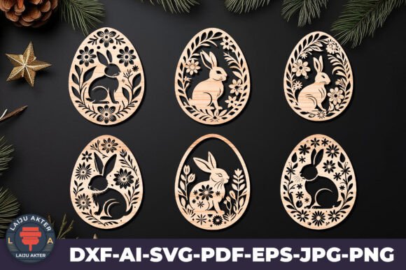 Easter Egg LaserCut SVG File Bundle for Spring Amp