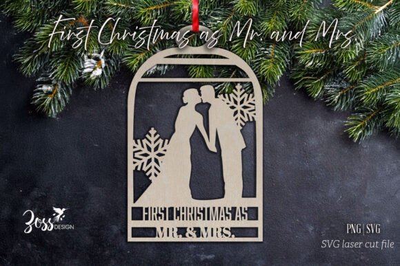 Elegant First Christmas SVG for Laser-Cut Ornaments