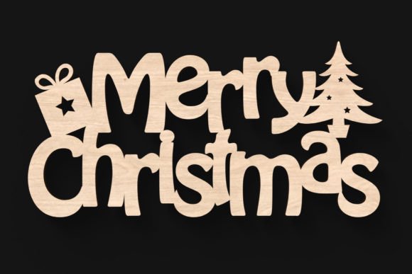Merry Christmas Laser Cut Sign for Laser Cutting Winter Collections