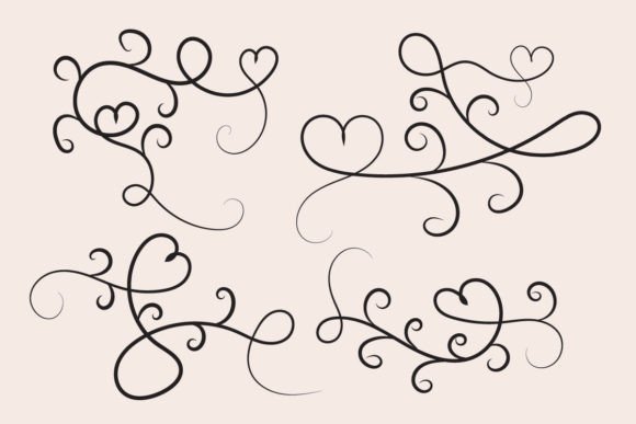 Mother's Day Hearts Swirls Flourish Svg for Brand Graphics