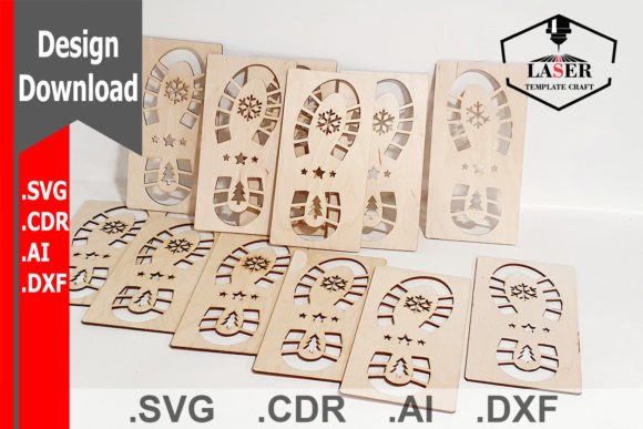 Santa Claus Footprints Stencil for Laser-Cut Holiday Decor