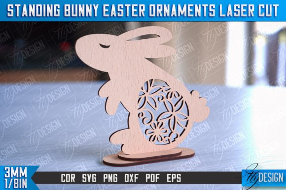 Standing Easter Bunny Laser Cut Ornaments for Spring